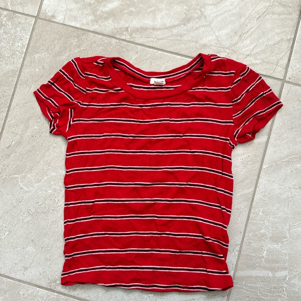 Garage striped stretchy short sleeve